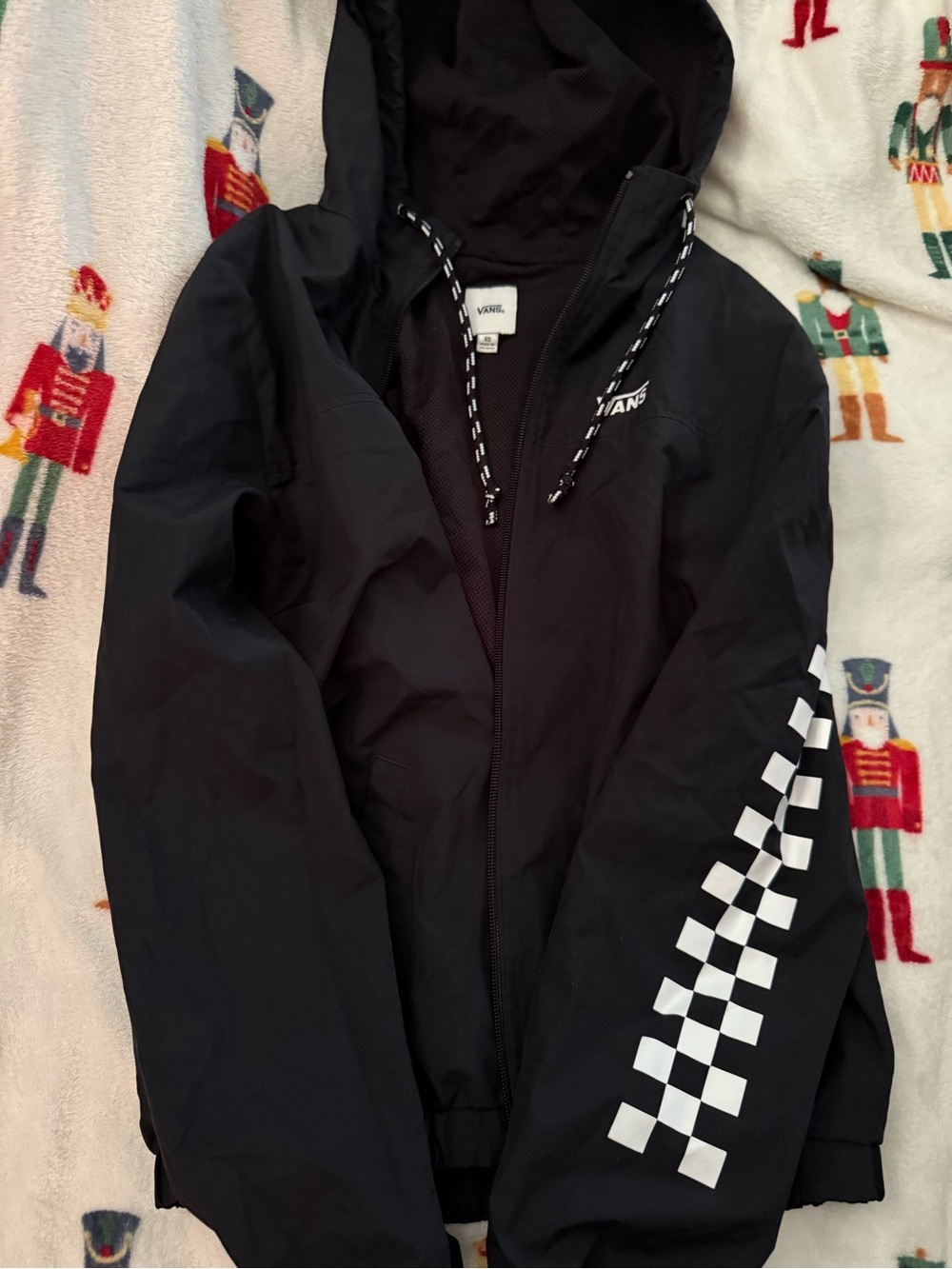 Vans Black Hooded Jacket with White Checker Drawcord